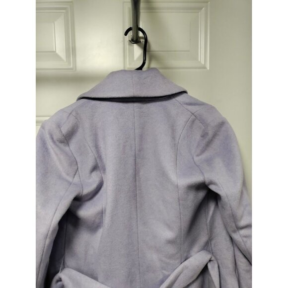 NWT Cole Haan Wool Blend Notch Lapel Longline Belted Coat Purple Women's Size 2 - Picture 7 of 8